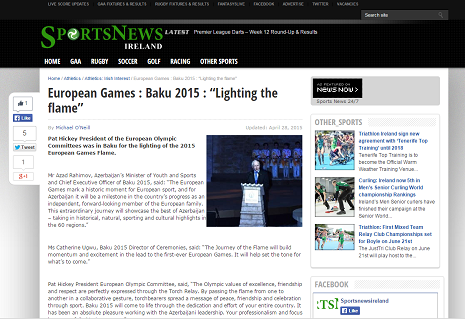 SportsNews Ireland: `European Games: Baku 2015 : `Lighting the flame`